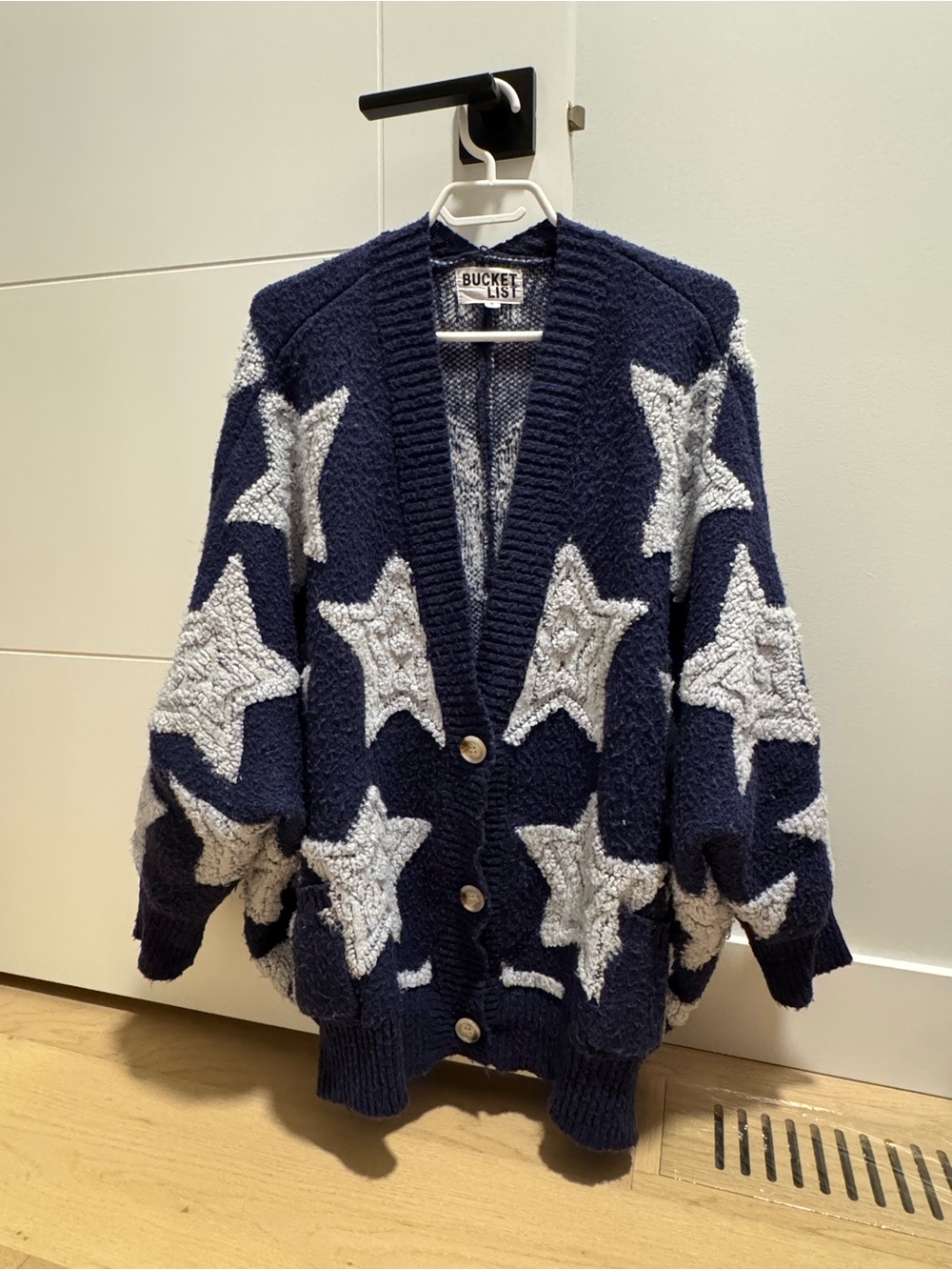 BUCKETLIST Navy and White Star Patterned Cardigan